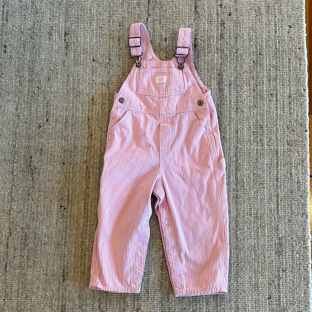 Vintage OshKosh B’Gosh Pink Train Overalls 24m